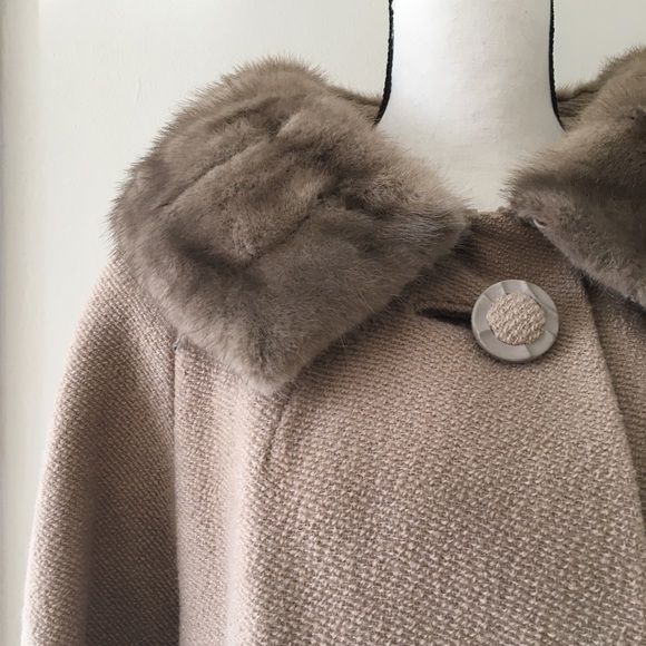 SOLD :: Vintage 50s Wool & Fur Swing Coat - Picture 4 of 8